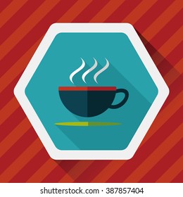 coffee flat icon with long shadow
