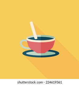 coffee flat icon with long shadow,eps10