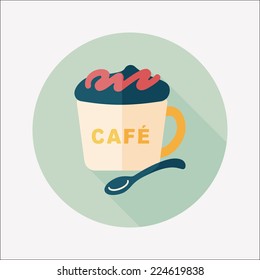 coffee flat icon with long shadow,eps10