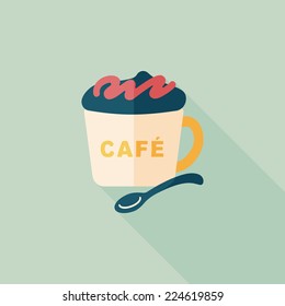 coffee flat icon with long shadow,eps10