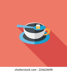 coffee flat icon with long shadow,eps10