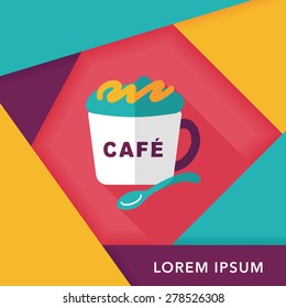 coffee flat icon with long shadow,eps10