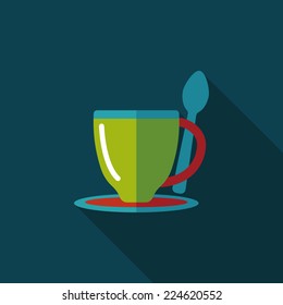 coffee flat icon with long shadow,eps10coffee flat icon with long shadow,eps10