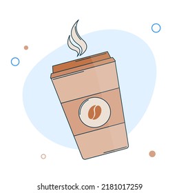 Coffee flat icon. Paper coffee cup line icon for web and graphic design. Hot drink. Vector illustration