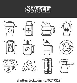 Coffee flat icons set