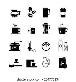 Coffee flat icons set vector