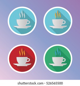 Coffee Flat Icons Set. Vector elements for coffee time design.