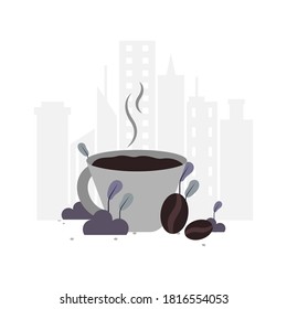 Coffee flat illustration.Vector design.Suitable for landing page, ui, website, mobile app, editorial, poster, flyer, article, and banner.