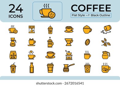 Coffee Flat Style Icon Set