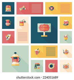 coffee flat ui background set, eps10