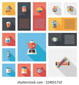 coffee flat ui background set, eps10