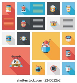 coffee flat ui background set, eps10