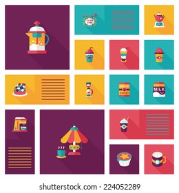 coffee flat ui background set, eps10