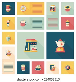 coffee flat ui background set, eps10