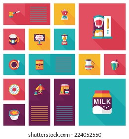 coffee flat ui background set, eps10