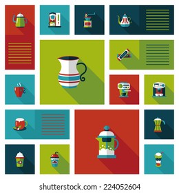 coffee flat ui background set, eps10
