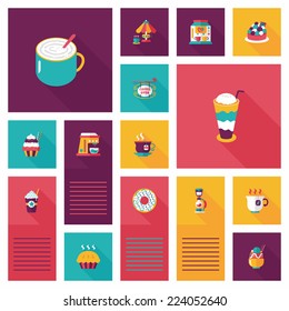 coffee flat ui background set, eps10