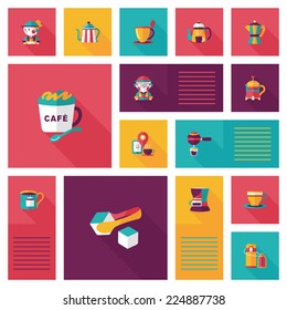 Coffee flat ui background set, eps10