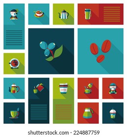 Coffee flat ui background set, eps10