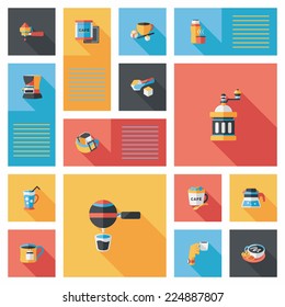 Coffee flat ui background set, eps10