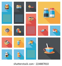 Coffee flat ui background set, eps10