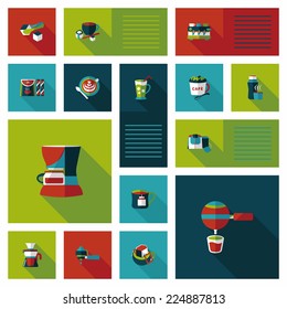 Coffee flat ui background set, eps10