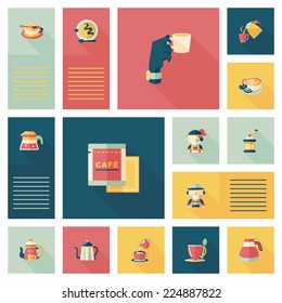 Coffee flat ui background set, eps10