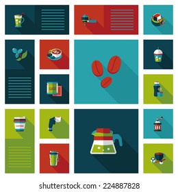 Coffee flat ui background set, eps10