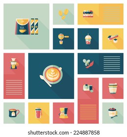 Coffee flat ui background set, eps10