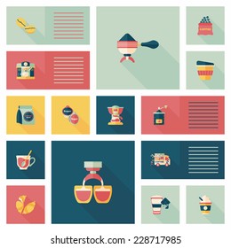 coffee flat ui background set, eps10
