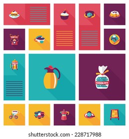 coffee flat ui background set, eps10