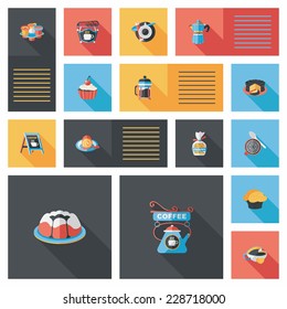 coffee flat ui background set, eps10