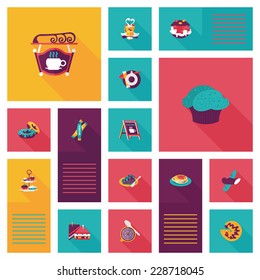 coffee flat ui background set, eps10