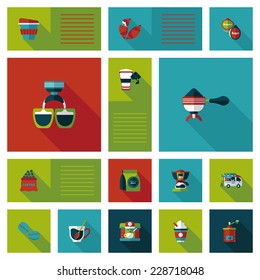 coffee flat ui background set, eps10
