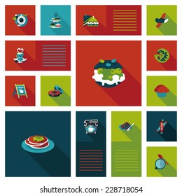 coffee flat ui background set, eps10