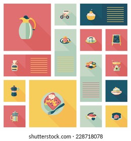coffee flat ui background set, eps10