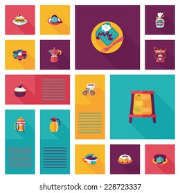 coffee flat ui background set, eps10