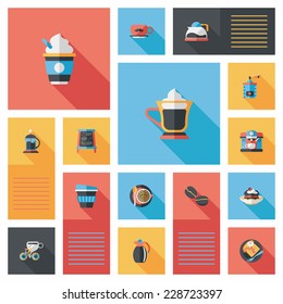 coffee flat ui background set, eps10