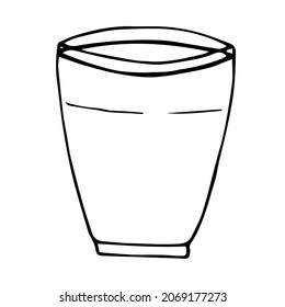 Coffee flat white vector illustration, hand drawing doodle