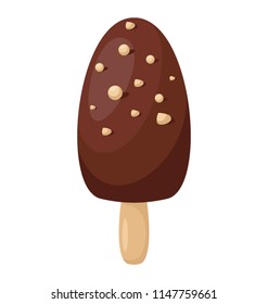 
Coffee flavoured ice cream popsicle covered with chocolate
