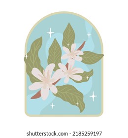 icono de flor de café y ramificación