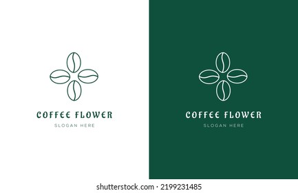 Diseño De Logotipo De Flor De Café Con Alubias De Café, Diseño De Logotipo De Café Mínimo,