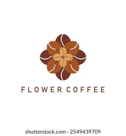 Coffee flower logo. Coffee shop logo. Flower coffee shaped