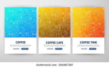 Coffee Flyer Concepts. Vector Illustration of Outline Design.