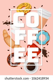 Coffee flyer, poster. Decorative element. Brochure, menu