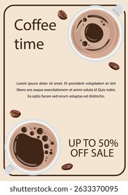 Coffee flyers. Flat vector clipart, illustration with isolated background.