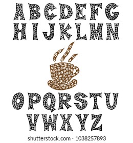 Coffee font. Vector EPS8.