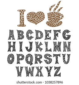 Coffee font. Vector EPS8.