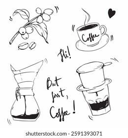 Coffee food line sketch doodle hand drawn vector illustrator element