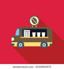 Coffee food truck serving hot drinks in city street